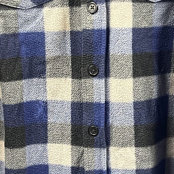 VTG Open Trails Shacket Men XL Blue Plaid Flannel Shirt‎ Jacket Long Sleeve Work - Picture 5 of 14